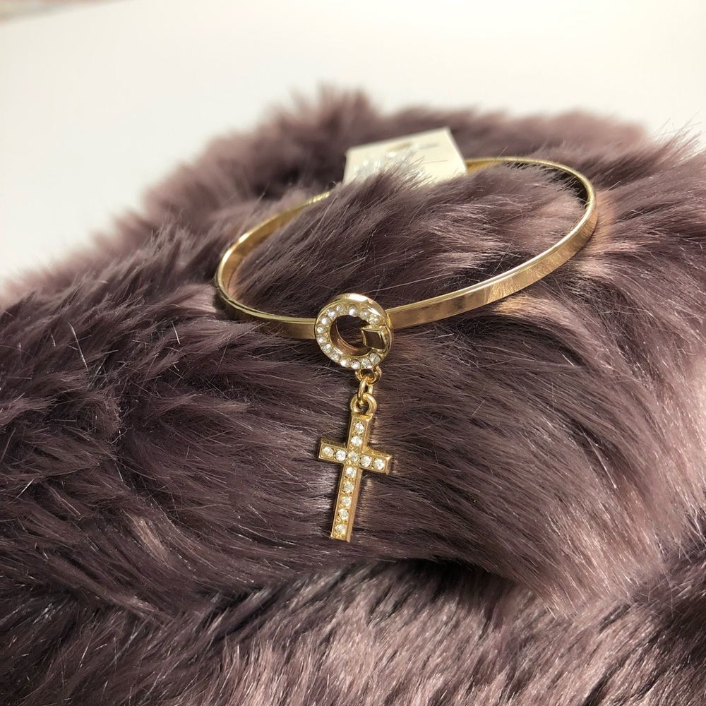 Crystal Cross Petite Charm Bangle